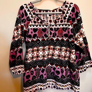 Fashion Bug Women’s 3/4 Sleeve Top Cotton Size Large #H005